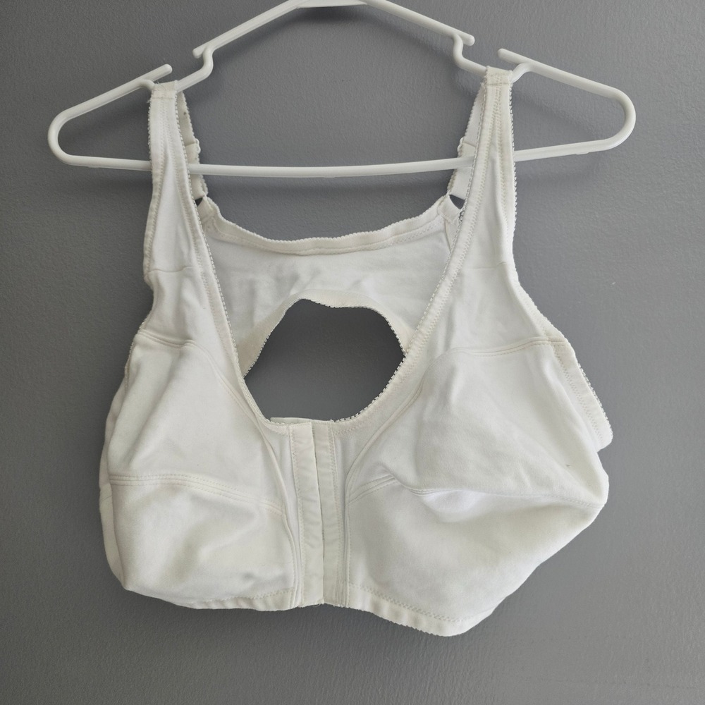 Comfort Choice White 100% Cotton Front Closure Wireless Bra 46B 27-1512-6